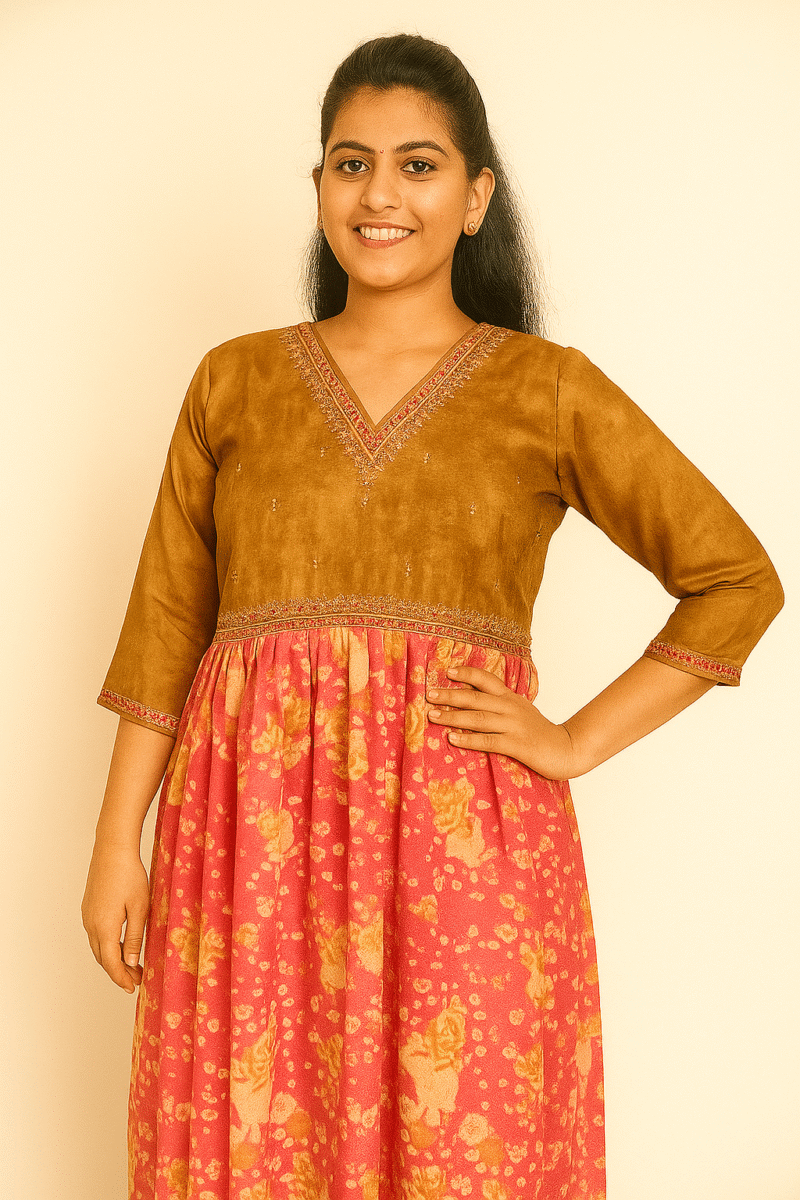 FLORAL ANARKALI KURTHI FOR WOMEN - Image 5