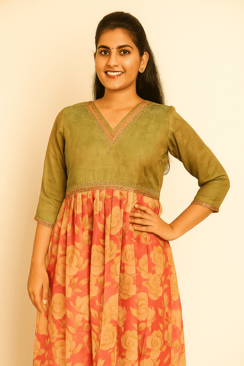 FLORAL ANARKALI KURTHI FOR WOMEN - Image 3