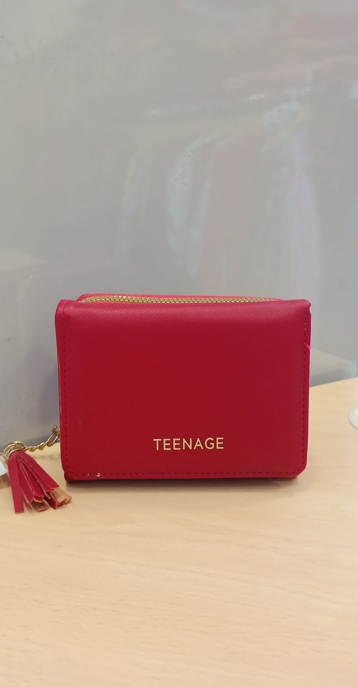 Red Zip-Around Mini Wallet