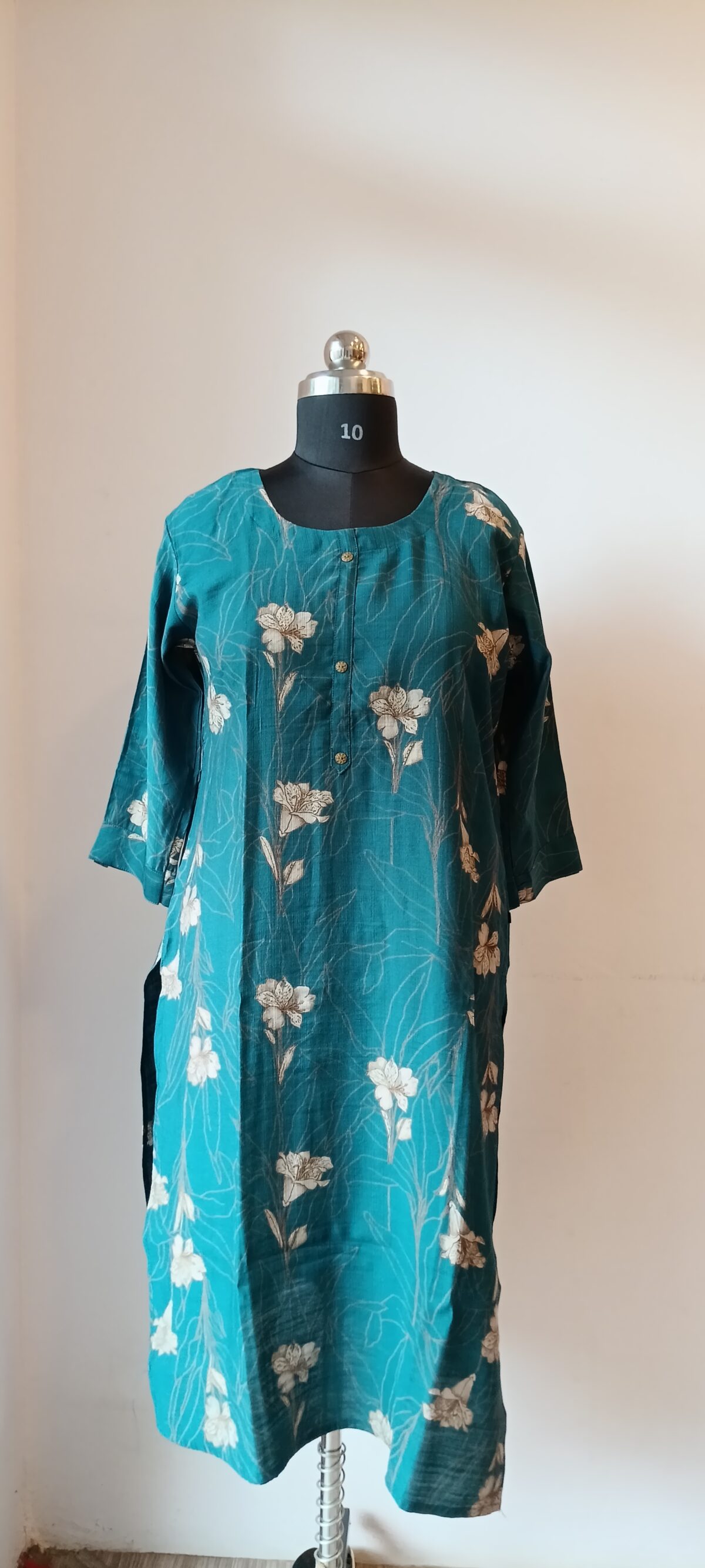 TEAL GREEN CASUAL KURTHI - Image 2