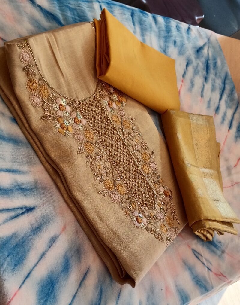 GOLDEN TISSUE CHUDITHAR MATERIAL FOR WOMENS - Image 3