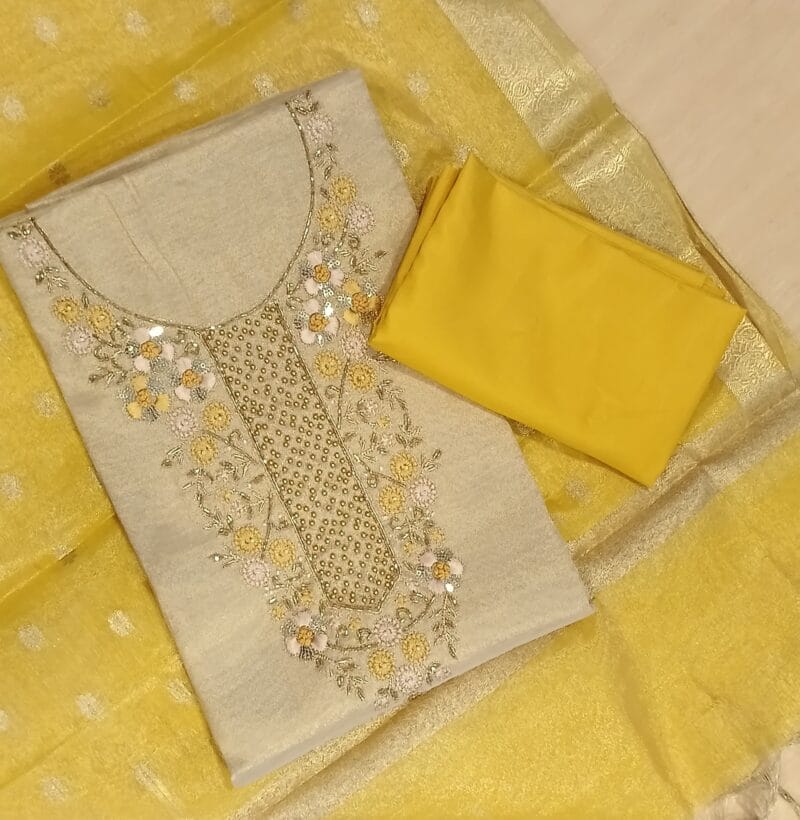 GOLDEN TISSUE CHUDITHAR MATERIAL FOR WOMENS - Image 4