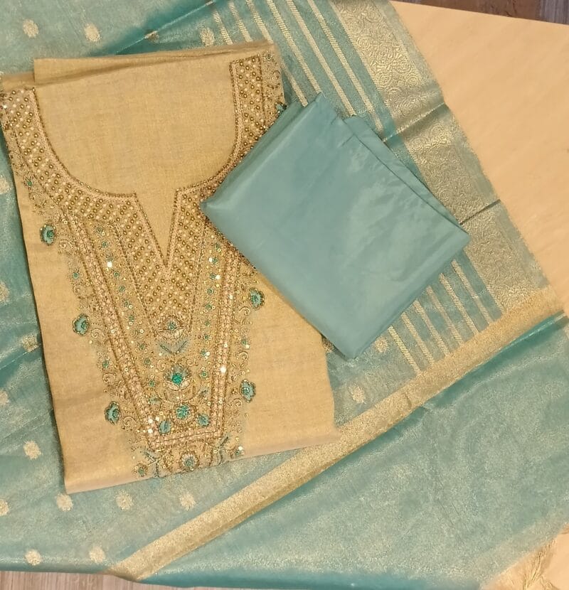 GOLDEN TISSUE CHUDITHAR MATERIAL FOR WOMENS - Image 6